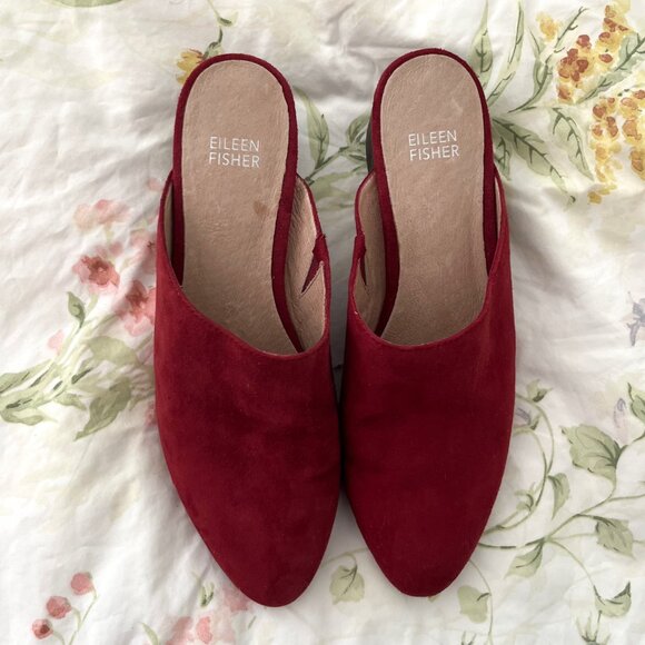 Eileen Fisher Suede Block Heel Mule - Picture 4 of 9